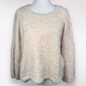 Em & Elle Cream Eyelash Knit Pullover Sweater Small
